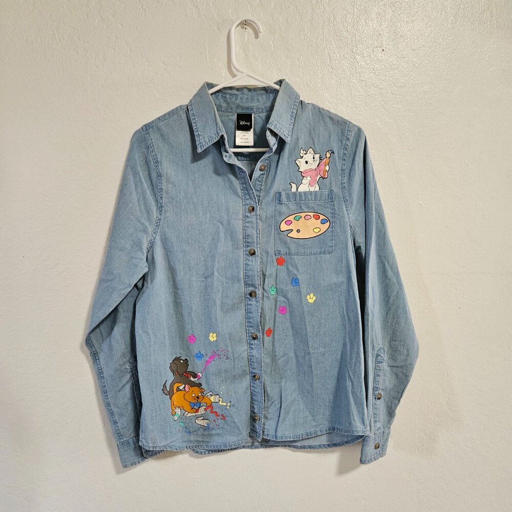 Women's Disney Aristocats Paint Theme Demin Shirt